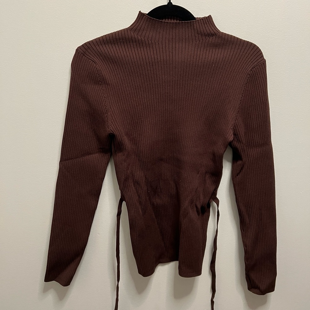 Aritzia Scult Knit Tie Back Sweater Medium Brown